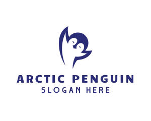 Cute Happy Penguin logo design