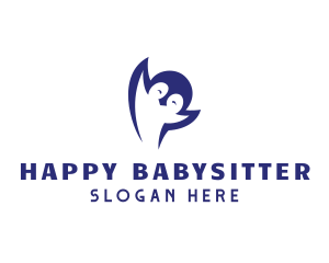 Cute Happy Penguin logo design