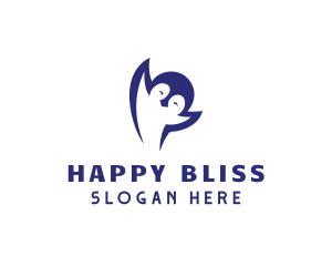 Cute Happy Penguin logo design