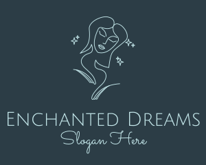 Blue Monoline Magical Woman logo design