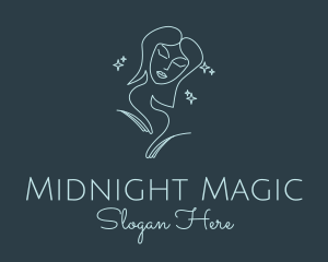 Blue Monoline Magical Woman logo design