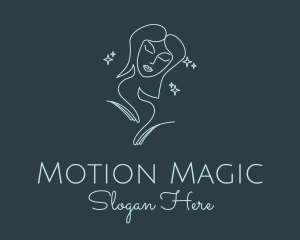 Blue Monoline Magical Woman logo design