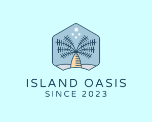 Tropical Oasis Coconut Tree logo design
