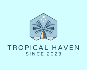 Tropical Oasis Coconut Tree logo design