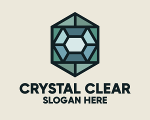 Stained Glass Blue Gemstone logo design