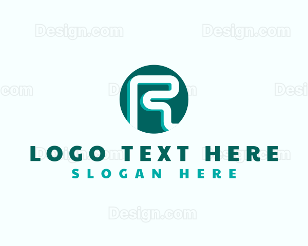 Geometric Circle Maze Letter R Logo