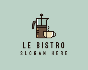 French Press Coffee logo design