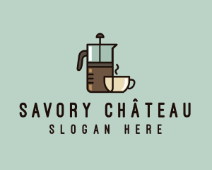 French Press Coffee logo design