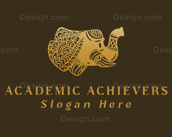 Gold Elephant Mandala Logo