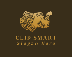 Gold Elephant Mandala logo design