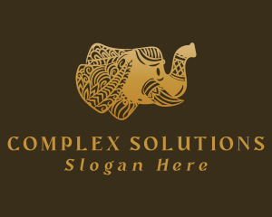 Gold Elephant Mandala logo design