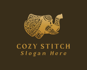 Gold Elephant Mandala logo design