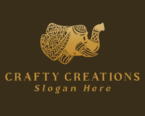 Gold Elephant Mandala logo design