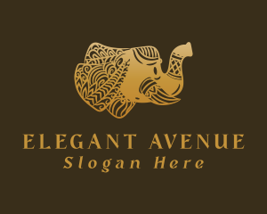 Gold Elephant Mandala logo design