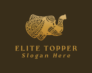 Gold Elephant Mandala logo design