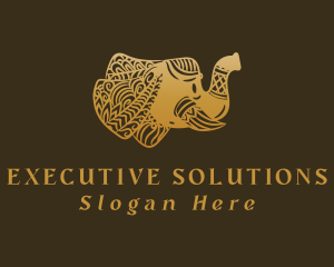 Gold Elephant Mandala logo design