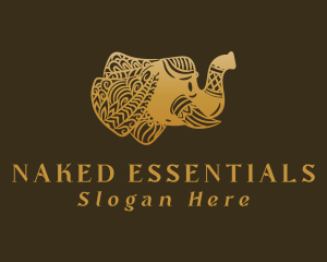 Gold Elephant Mandala logo design