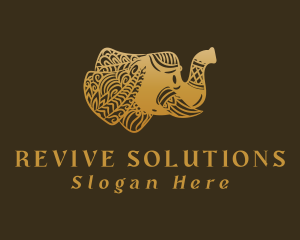 Gold Elephant Mandala logo design