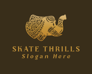 Gold Elephant Mandala logo design