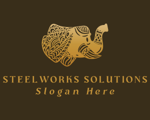 Gold Elephant Mandala logo design