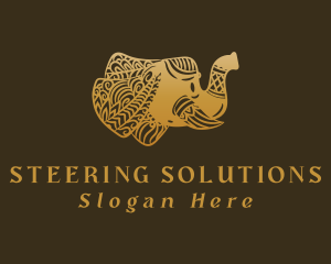 Gold Elephant Mandala logo design