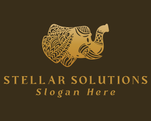 Gold Elephant Mandala logo design