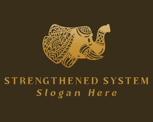 Gold Elephant Mandala logo design