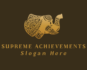 Gold Elephant Mandala logo design