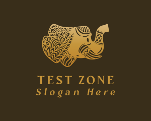 Gold Elephant Mandala logo design