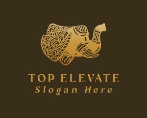 Gold Elephant Mandala logo design