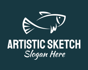 Carp Fishing Sketch logo design