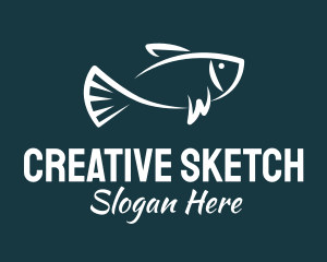 Carp Fishing Sketch logo design