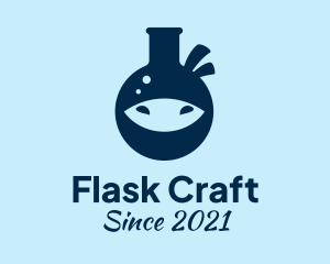 Blue Ninja Flask logo design