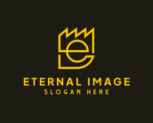 Yellow Industrial Letter E logo design