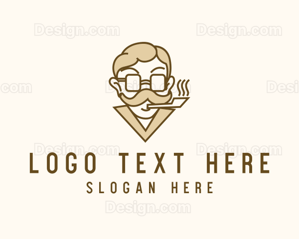 Smoking Gentleman Moustache Logo