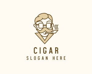 Smoking Gentleman Moustache logo design