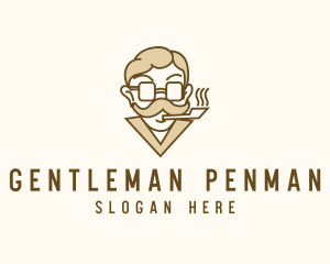 Smoking Gentleman Moustache logo design