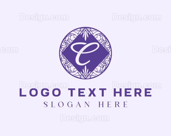 Floral Circle Letter C Logo