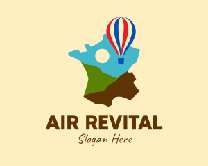 France Map Hot Air Balloon logo design