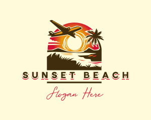 Tropical Beach Plane logo design