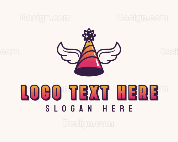 Festive Party Hat Wings Logo