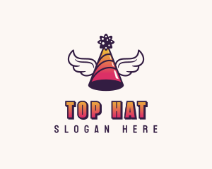 Festive Party Hat Wings logo design