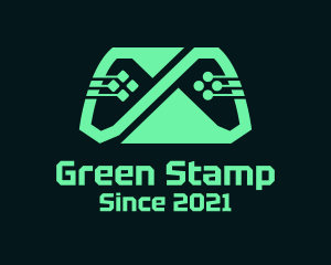 Green Cyber Gamepad logo design