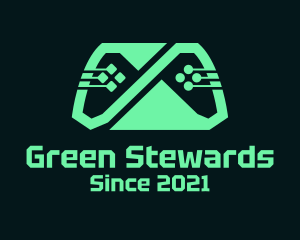 Green Cyber Gamepad logo design