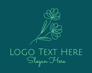 Green Flower Line Art logo