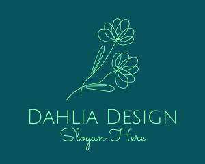 Green Flower Line Art logo