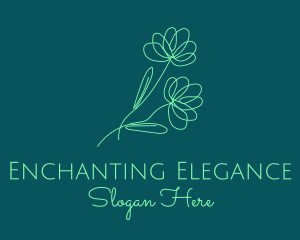 Green Flower Line Art logo design