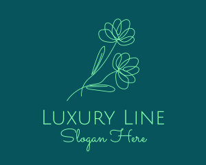 Green Flower Line Art logo design