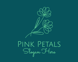 Green Flower Line Art logo design