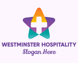 Multicolor Medical Cross Star logo design